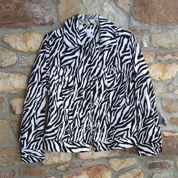 Chico's Jackets & Blazers - Chico's Monochrome Zebra Print Jacket